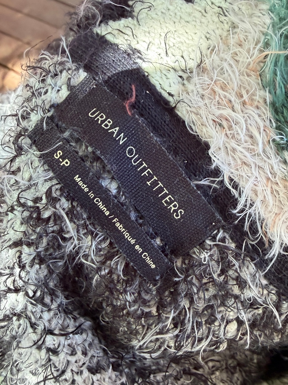 Urban Outfitters Mixed Pattern Eyelash Knit Cropped Cardigan Sweater - Picture 4 of 5